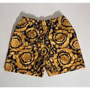 Versace Kids Baroque Gold Black Swim Trunks 6A Medusa Luxury Shorts